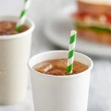recyclable green stripe wrapped paper straw 210mm x 8mm in use