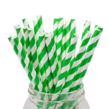recyclable green stripe wrapped paper straw 210mm x 8mm zoom