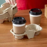 recyclable paper 2 cup carrier tray in use