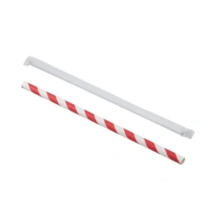 recyclable red stripe wrapped paper straw 210mm x 8mm