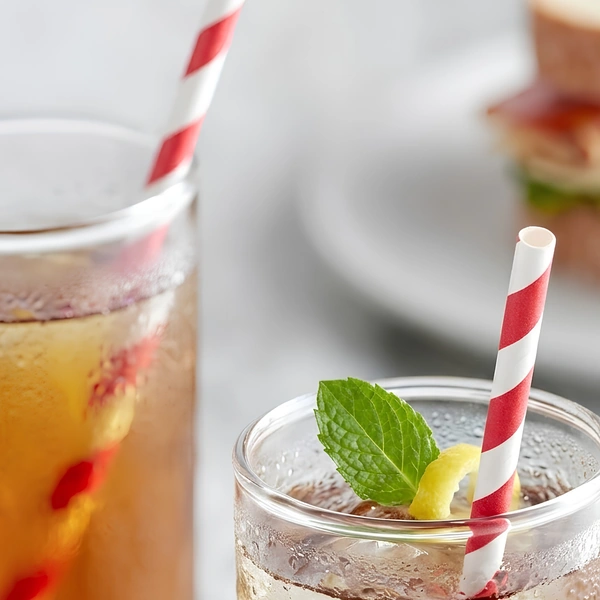 recyclable red stripe wrapped paper straw 210mm x 8mm in use recyclable red stripe wrapped paper straw 210mm x 8mm in use