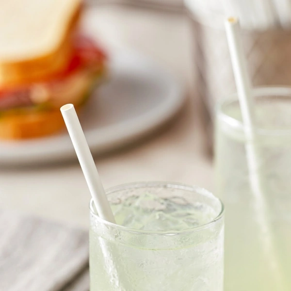 recyclable white wrapped paper straw 200mm x 6mm in use recyclable white wrapped paper straw 200mm x 6mm in use