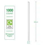 recyclable white wrapped paper straw 200mm x 6mm specs