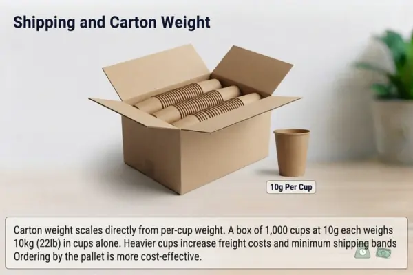 Bulk paper cups shipping weight and carton box specifications