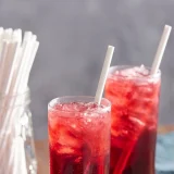 white wrapped paper straw 210mm x 8mm in use