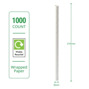 white wrapped paper straw 210mm x 8mm specs